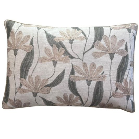 Kissen Jute 40x60 bestickt mit Blumen