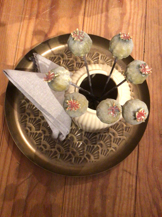 Kunstblume Mohn grün klein