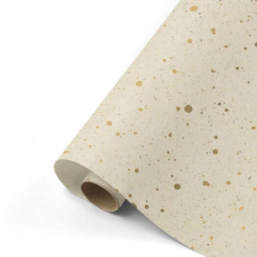 Geschenkpapierrolle - Zufällige Punkte – Gras/Gold