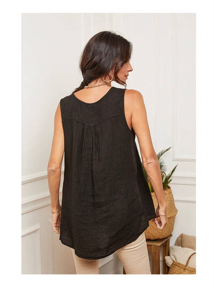100 % Leinen-Top für Damen 38009: Hellgrau