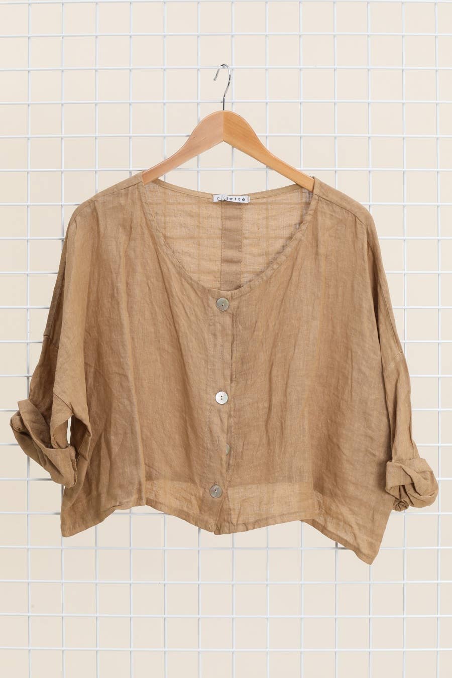 3/4-Arm Leinenjacke 906 aus 100 % Leinen: Beige