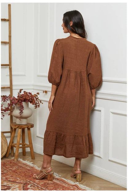 100 % Leinenkleid Bordeaux 1109