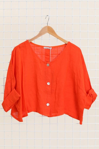 3/4-Arm Leinenjacke 906 aus 100 % Leinen: Blau