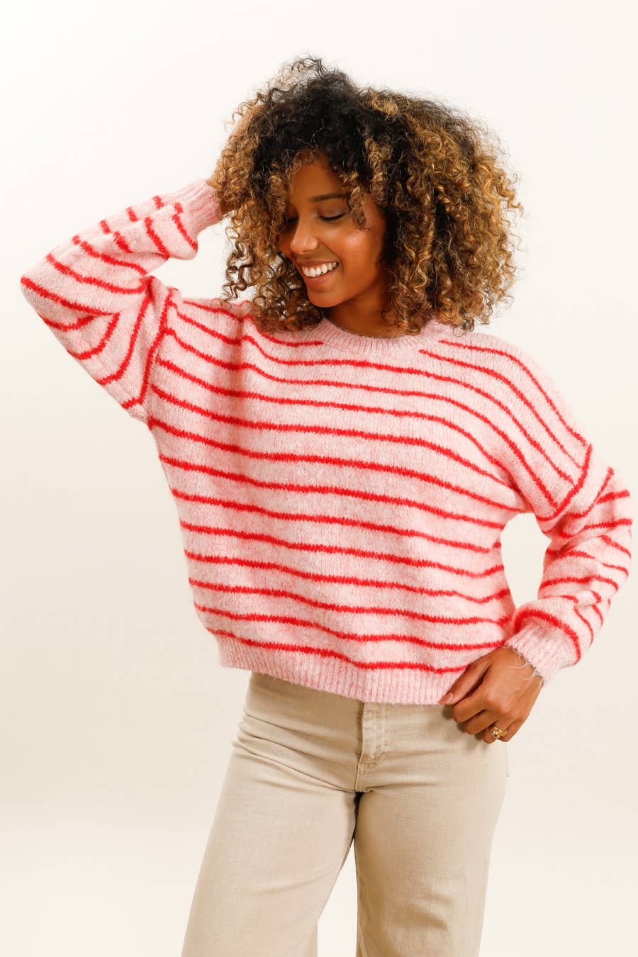 Gestreifter Pullover Camel
