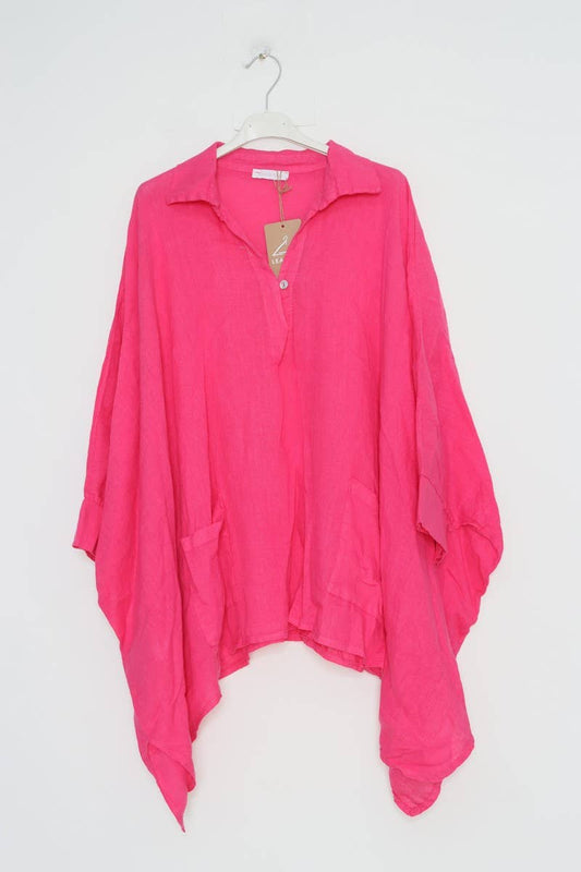 100 % Leinentunika 11645: Fuchsie