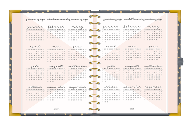 Kalender 2027 Terminplaner A5 Premium Bunt