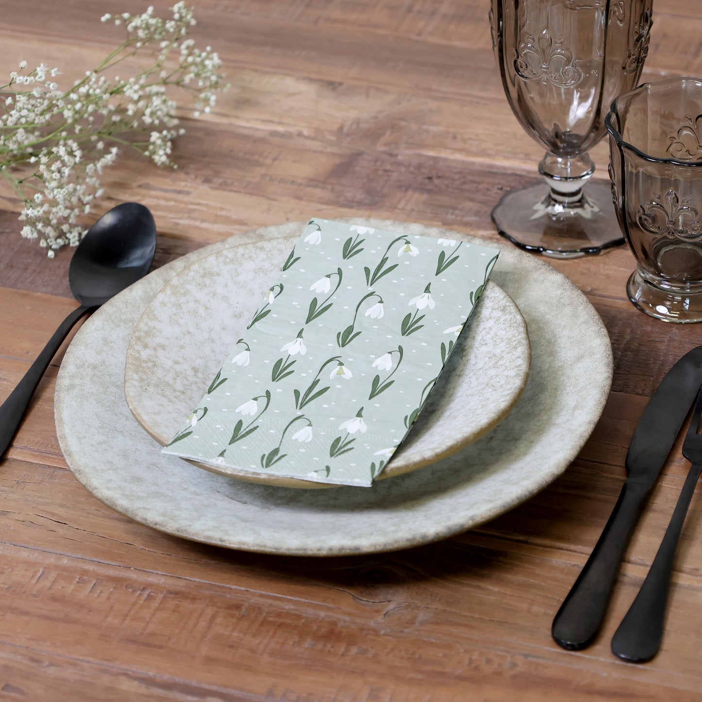 Serviette mit Schneeglöckchen