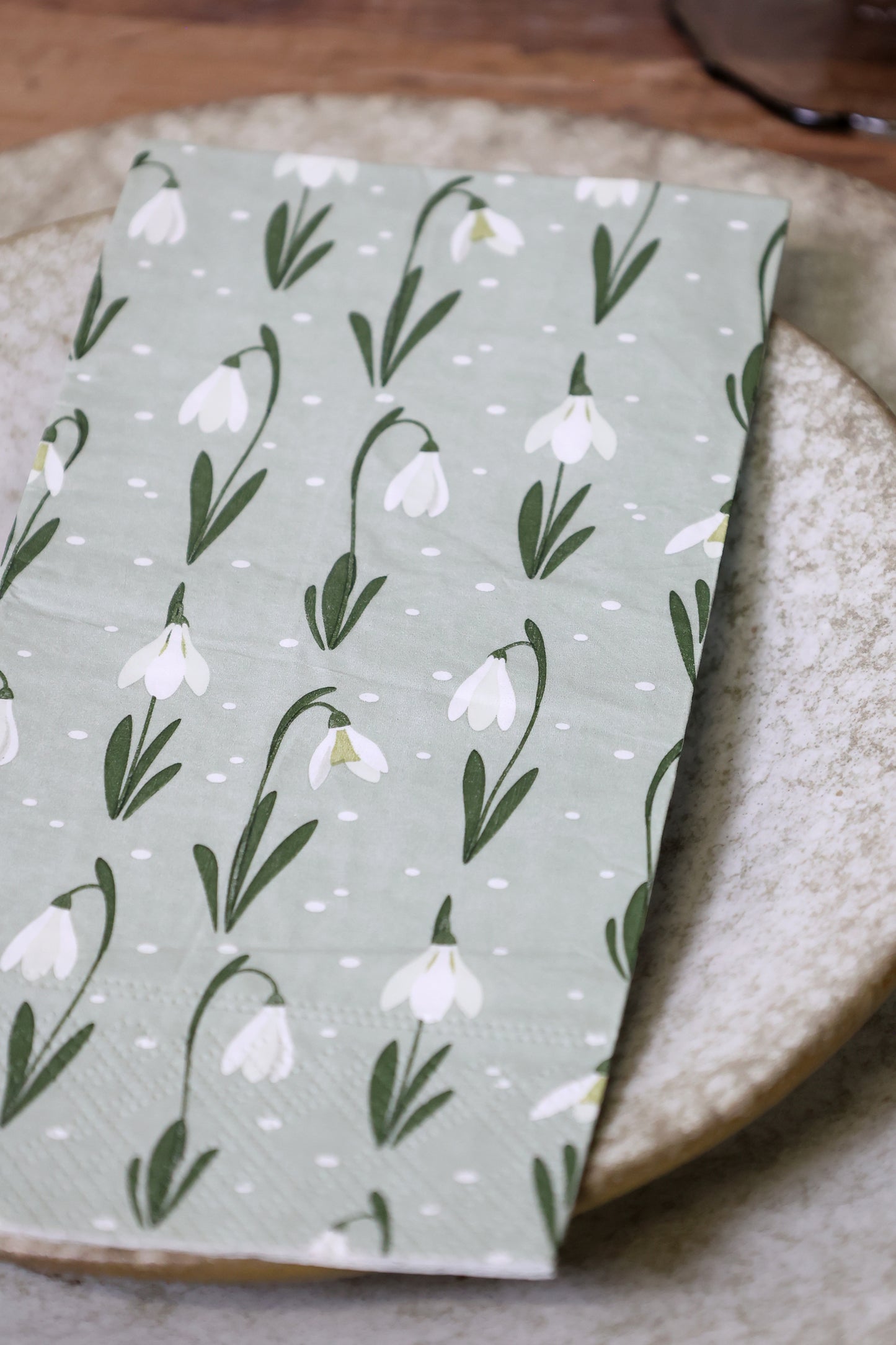 Serviette mit Schneeglöckchen