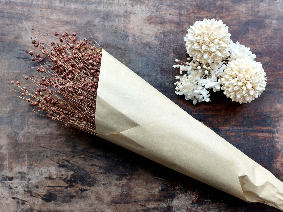 Trockenblumen Flachs taupe