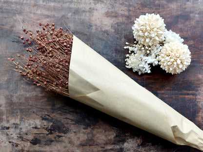 Trockenblumen Flachs taupe