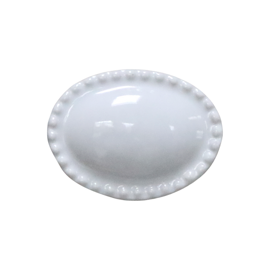 Möbelknopf oval mit Perlenkante creme