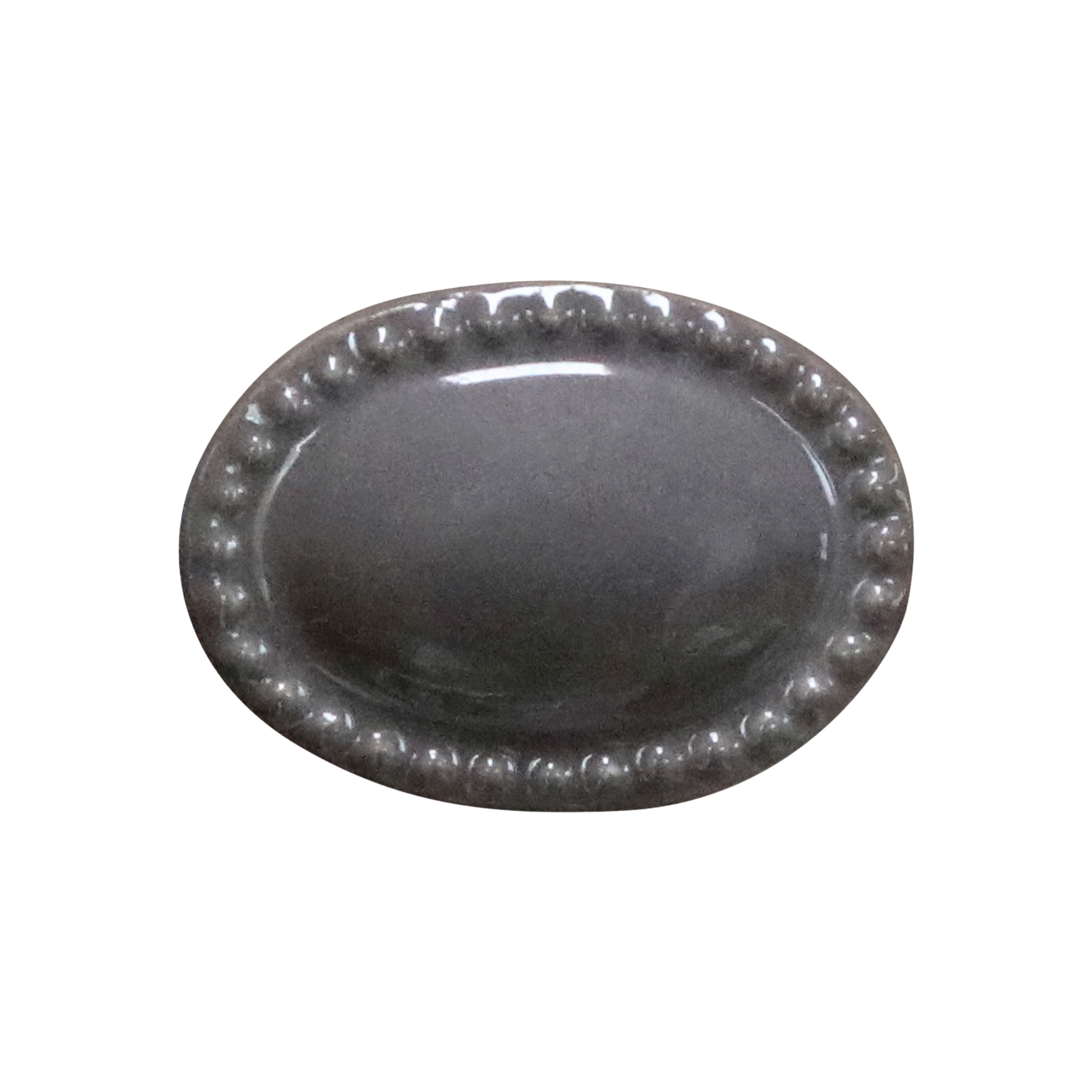 Möbelknopf oval mit Perlenkante grau