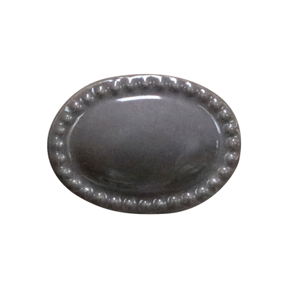 Möbelknopf oval mit Perlenkante grau