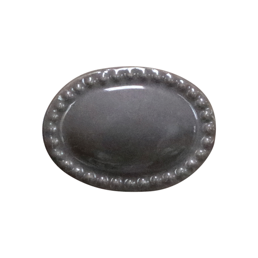 Möbelknopf oval mit Perlenkante grau