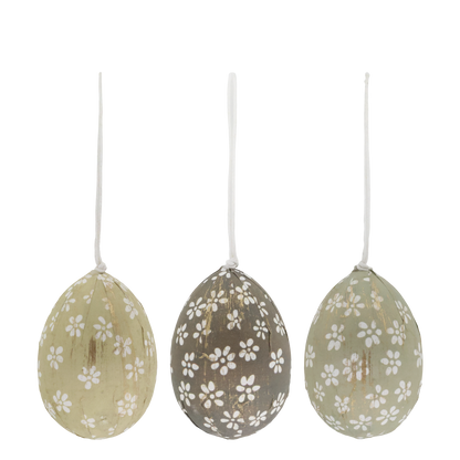 Osterei mit weißen Blumen Set von 3
