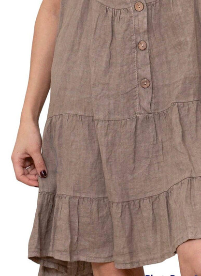 Kleid aus 100 % Premium-Leinen: Schwarz