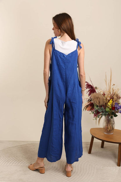 100 % Leinen-Overall 876: Himmelblau