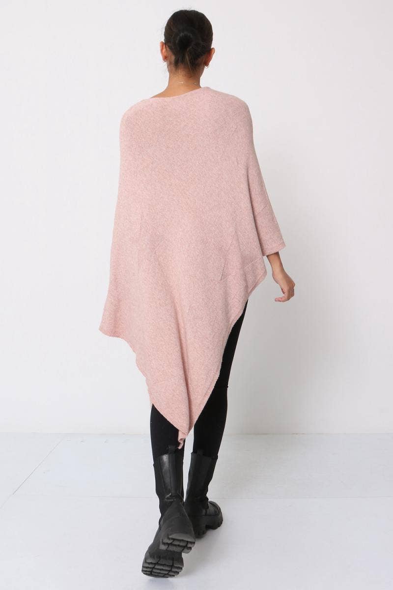 Poncho für Damen mit unsichtbarem Sternenmuster: Rosa