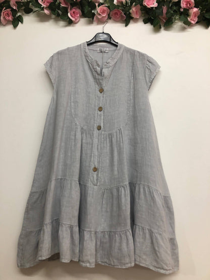 Kleid aus 100 % Premium-Leinen: Schwarz