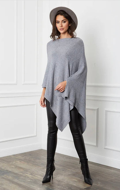 Poncho für Damen mit unsichtbarem Sternenmuster: Grau