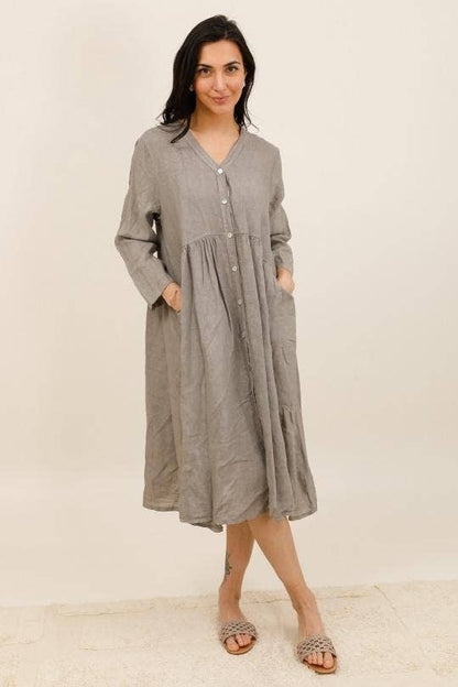 Hemdkleid 8069 100 % Leinen: Senf