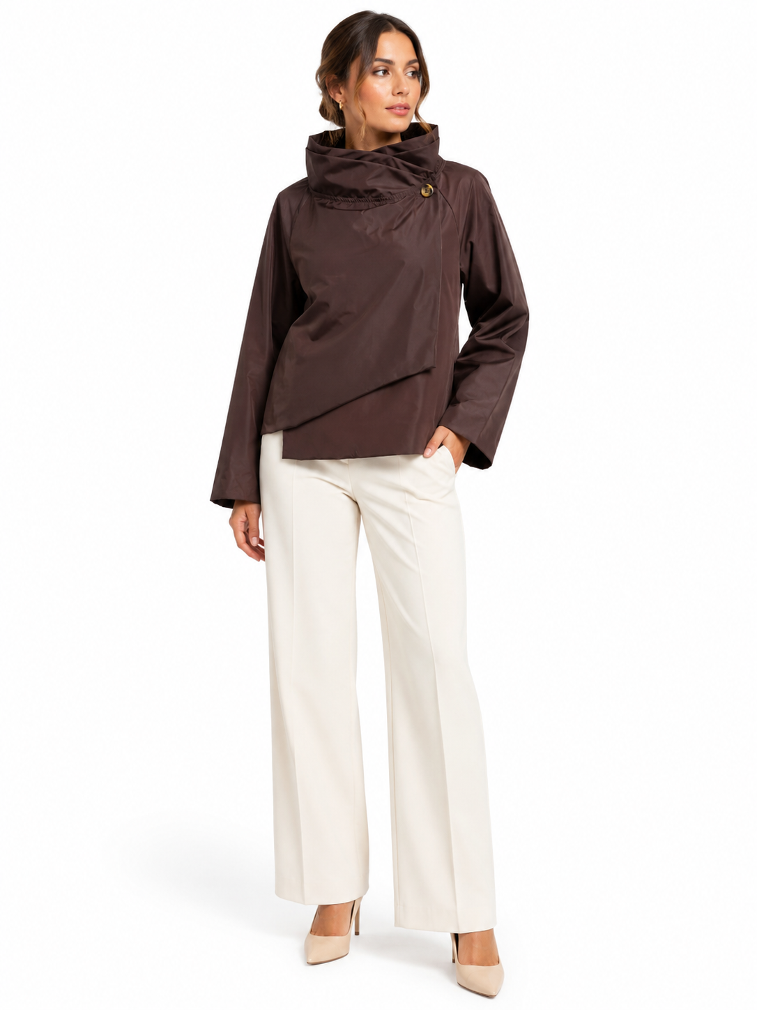 Leichte Jacke mit überkreuztem Stehkragen: Gris / 7690 Einheitsgröße