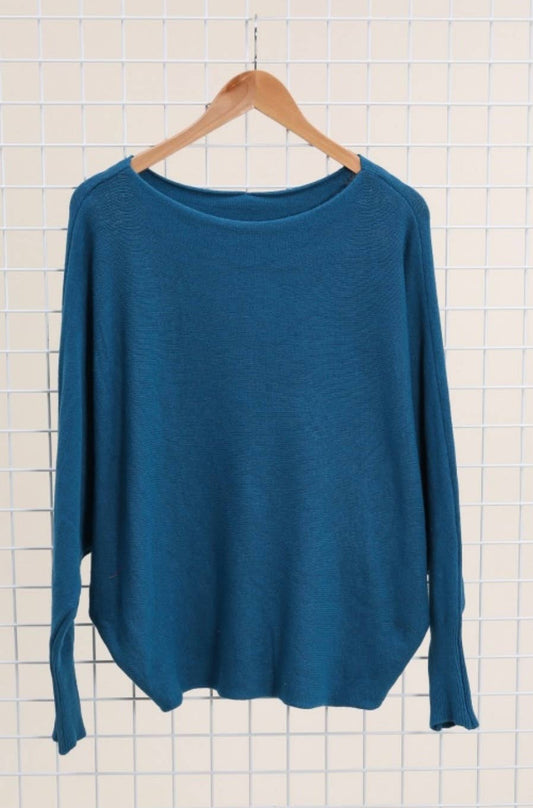 Pullover mit Fledermausärmeln: Ente Blau