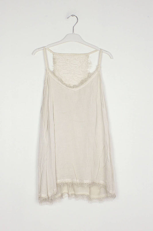 Damen-Top aus 100 % Viskose mit Spitzendetails Beige