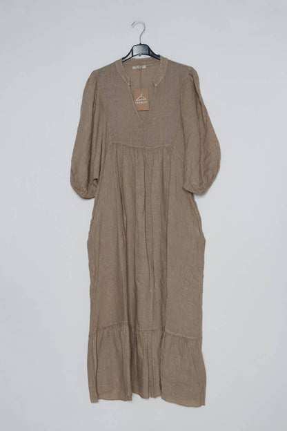 100 % Leinenkleid Taupe 1109
