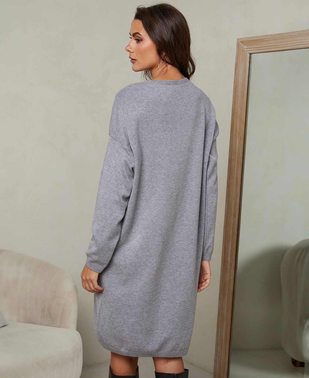 Gestricktes Kleid Taupe