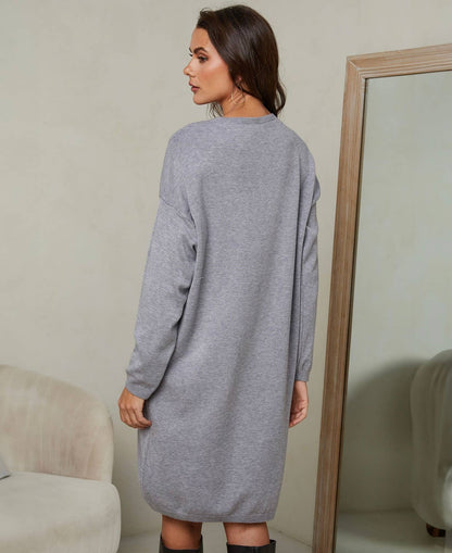 Gestricktes Kleid Taupe