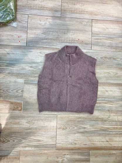 Ärmellose Mohair-Weste mit Reißverschluss REF. 22183: Dunkelviolett