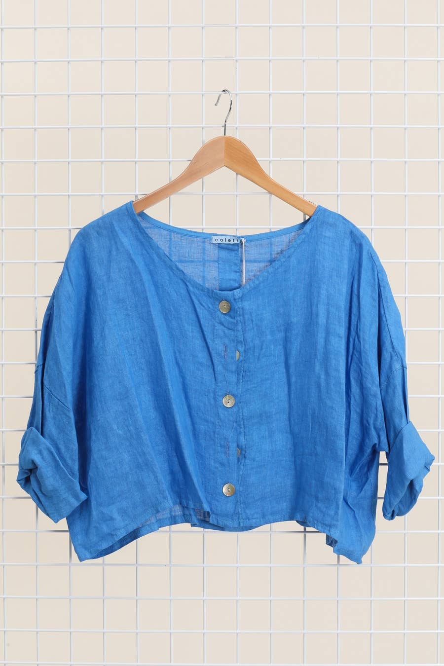 3/4-Arm Leinenjacke 906 aus 100 % Leinen: Blau