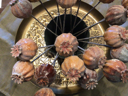 Kunstblume Mohn braun groß