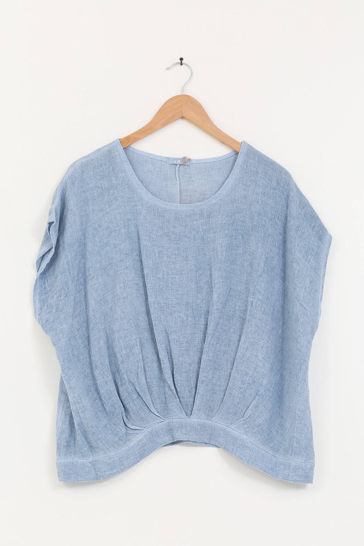 Bluse halb Leinen und halb Baumwolle 10645: Blaue Jeans