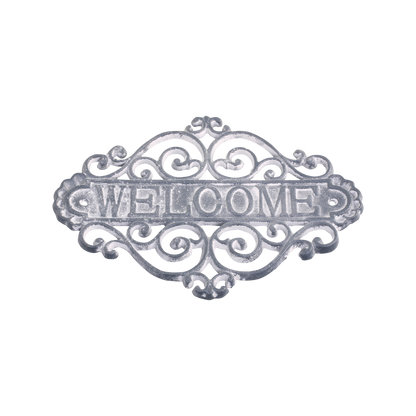 Schild "Welcome" grau