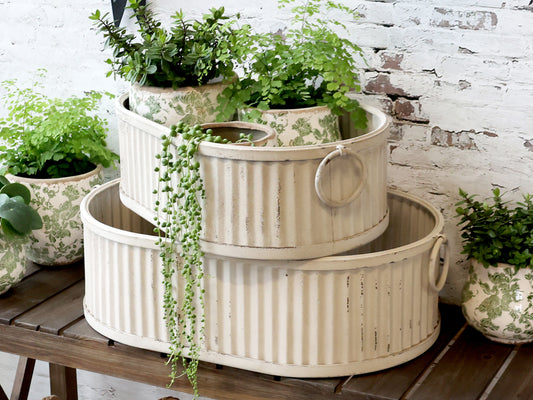 Pflanzkasten Metall antique creme