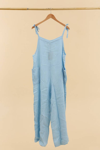 100 % Leinen-Overall 876: Himmelblau