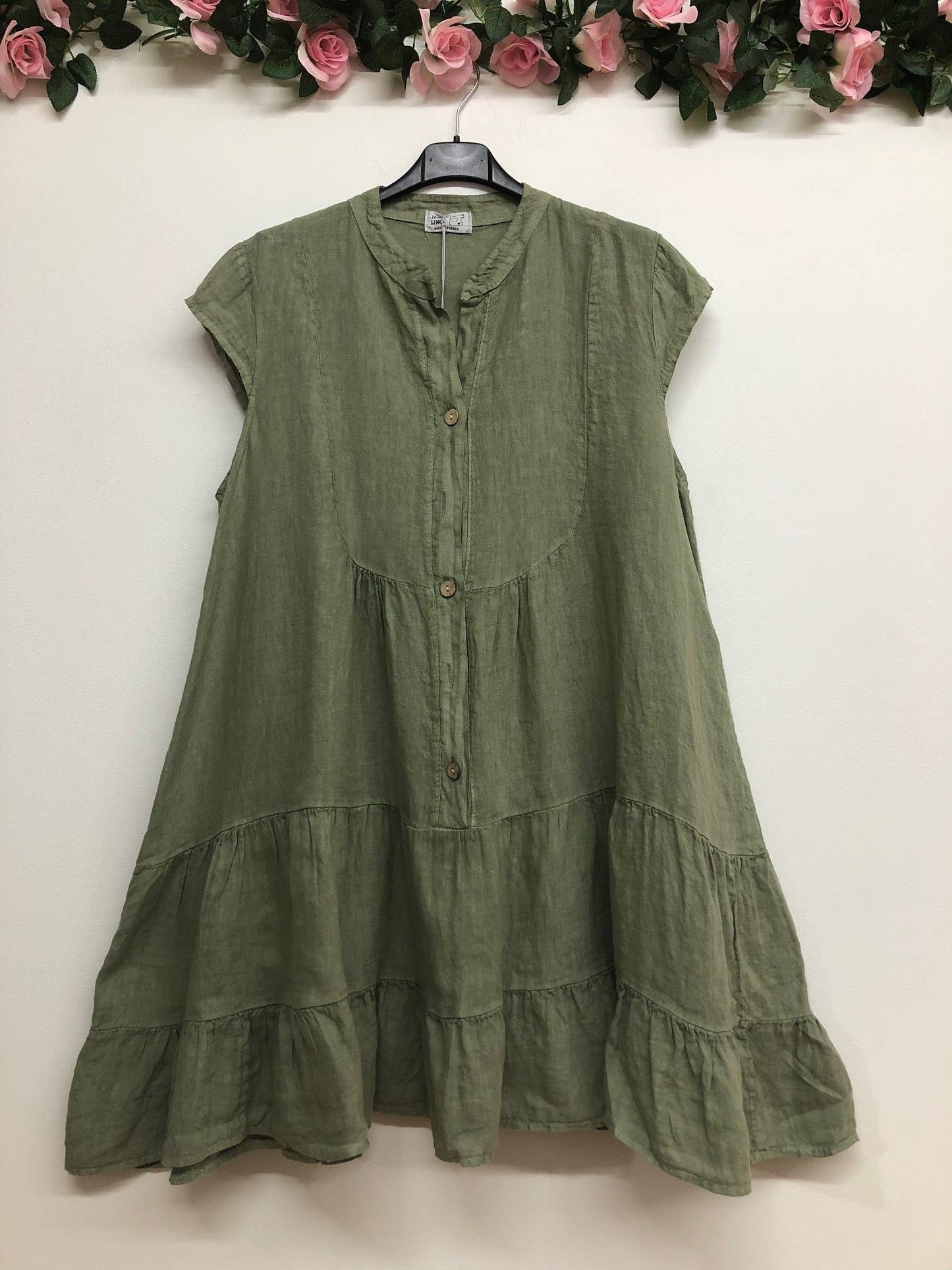 Kleid aus 100 % Premium-Leinen: Schwarz