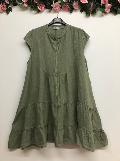 Kleid aus 100 % Premium-Leinen: Schwarz