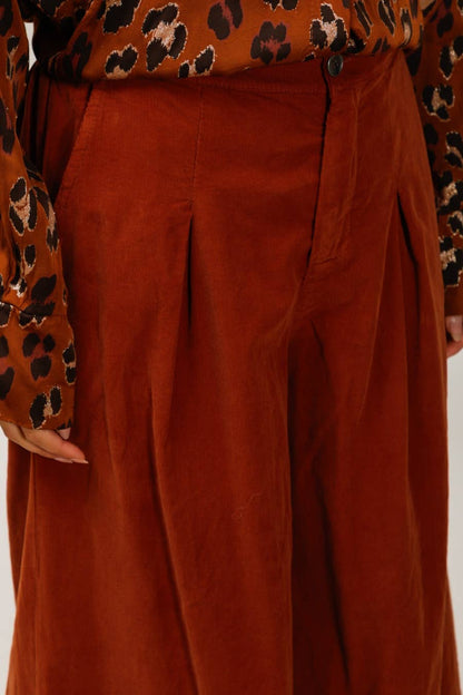 Bundfaltenhose aus Samt 6595 100% Baumwolle: Lila