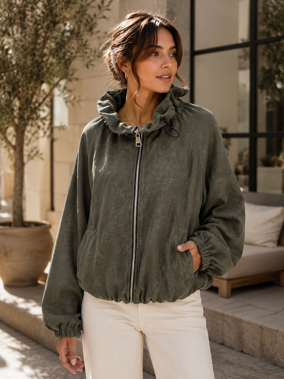 Leichte Damenjacke aus Polyester: Schwarz / 7226 Einheitsgröße