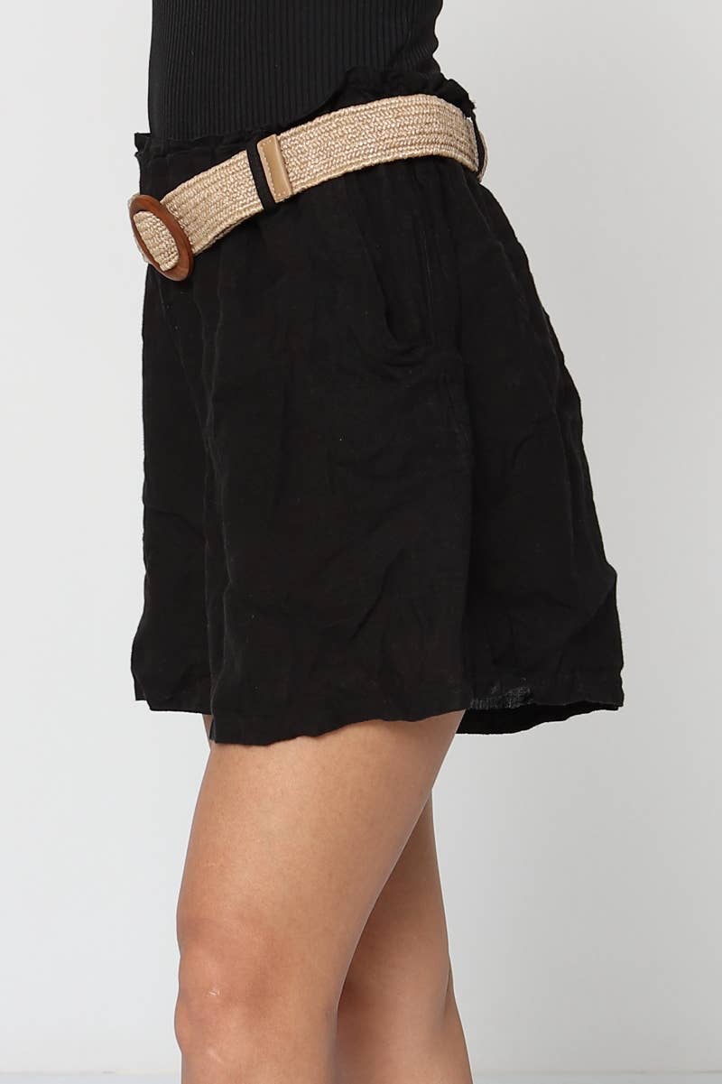 100 % Leinen-Shorts mit Gürtel 5057: Anthrazit