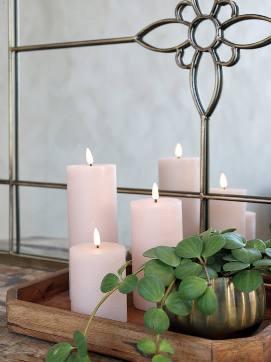 Stumpenkerze LED mit Timerfunktion Rosa