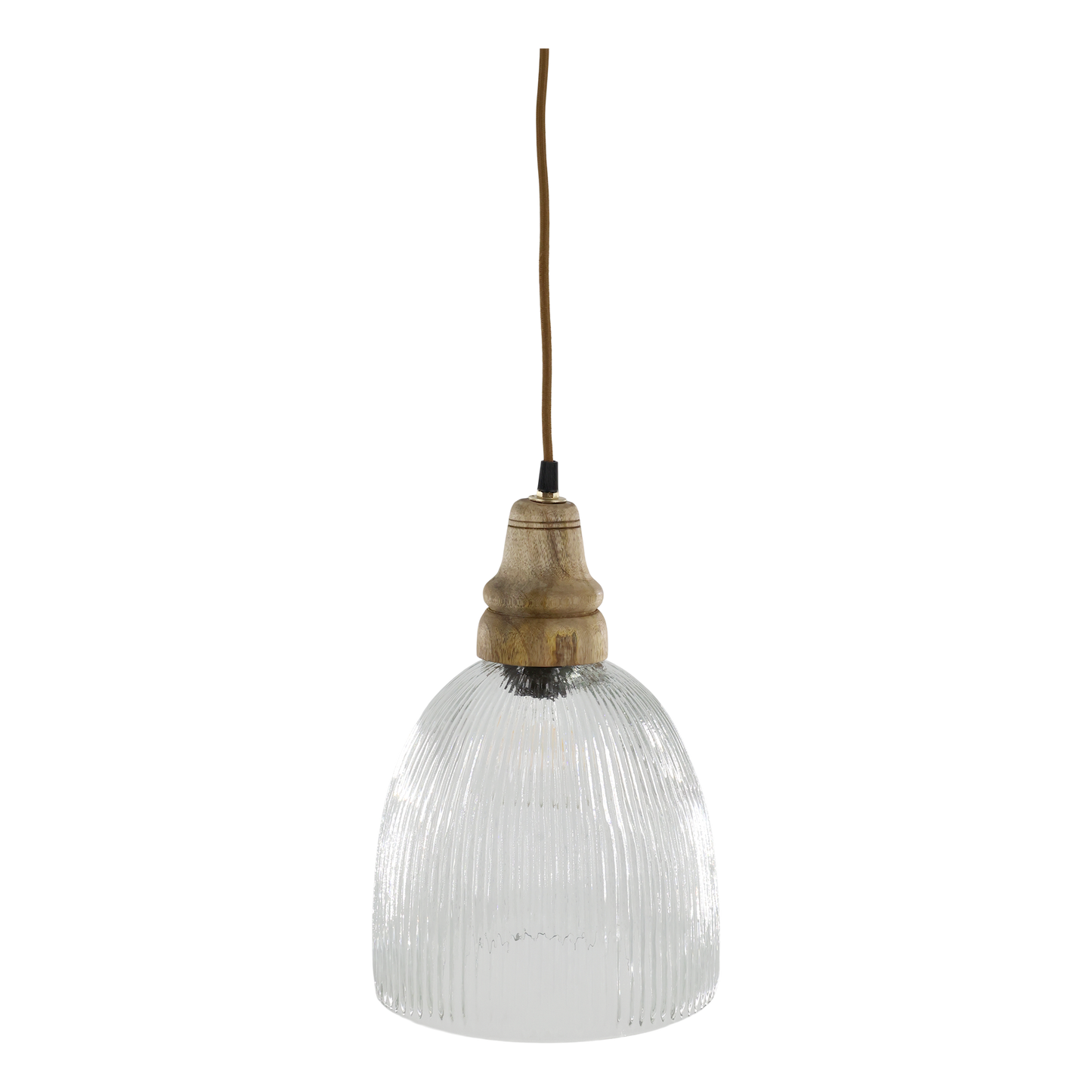 Lampe mit Holzzierhülse geriffelt