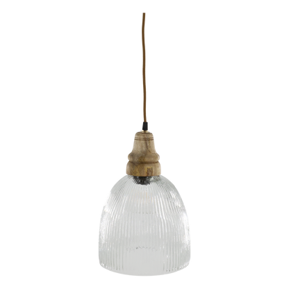 Lampe mit Holzzierhülse geriffelt