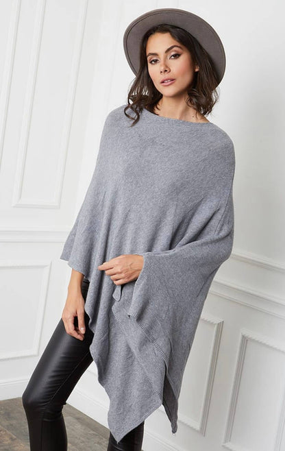 Poncho für Damen mit unsichtbarem Sternenmuster: Grau