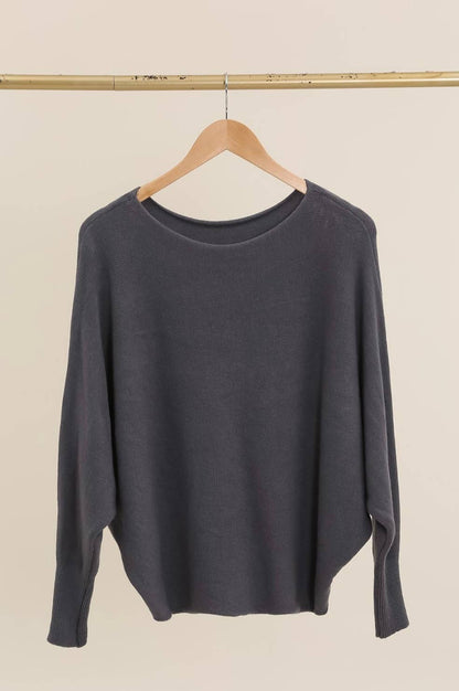 Pullover mit Fledermausärmeln: Dunkelgrau