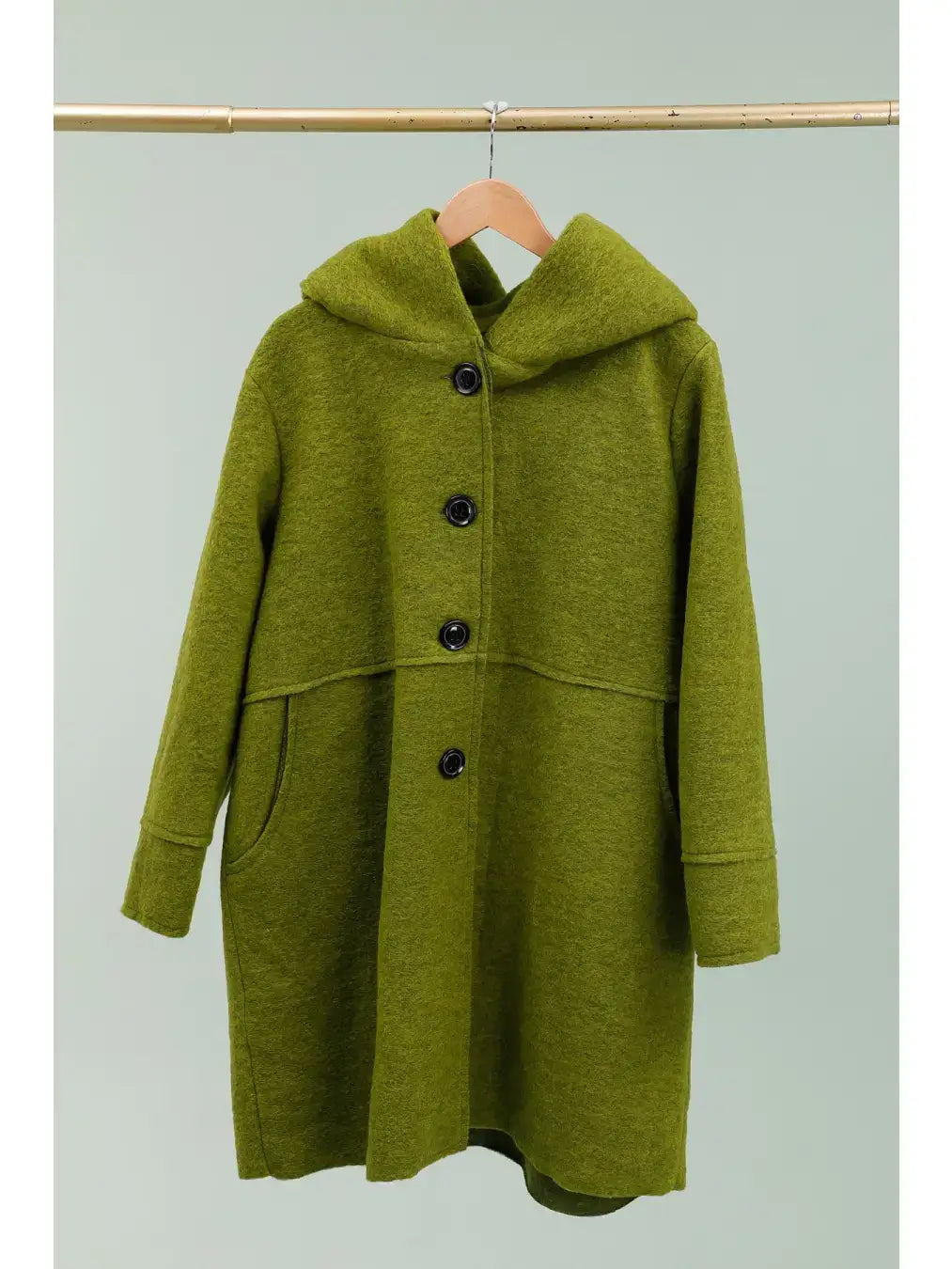 Einfarbiger Mantel Classic 800 80 % Wolle 20 % Polyester Hergestellt in Italien: Vert olive