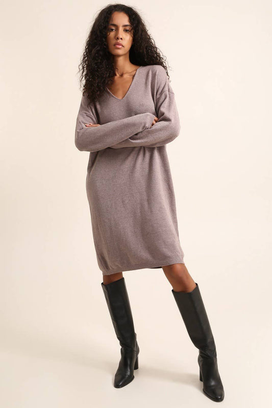 Gestricktes Kleid Taupe